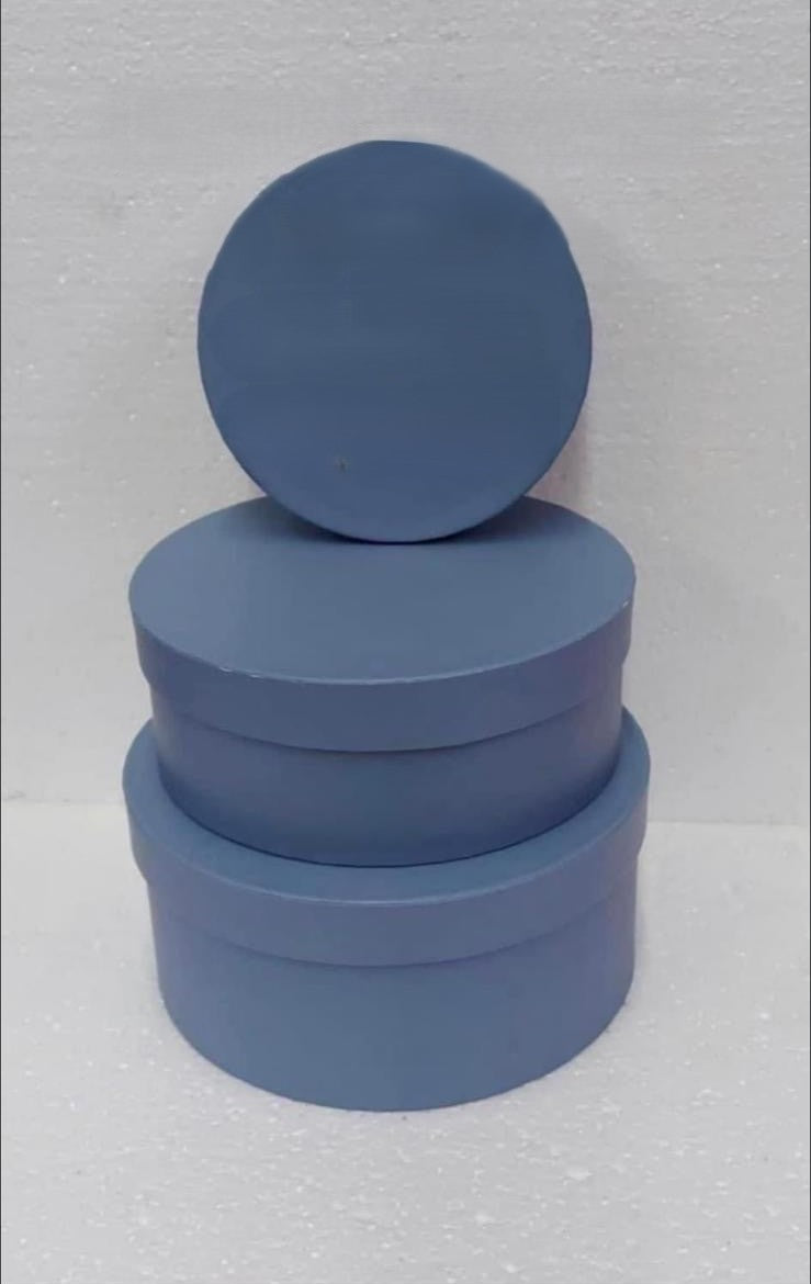 Set 3 cutii rotunde din carton – Albastru